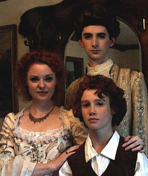 Christa Cannon as Lady Catherine, Macleish Day as Sir Malcolm Stiles 
and Tom Place ay Young Henry in The Highwayman